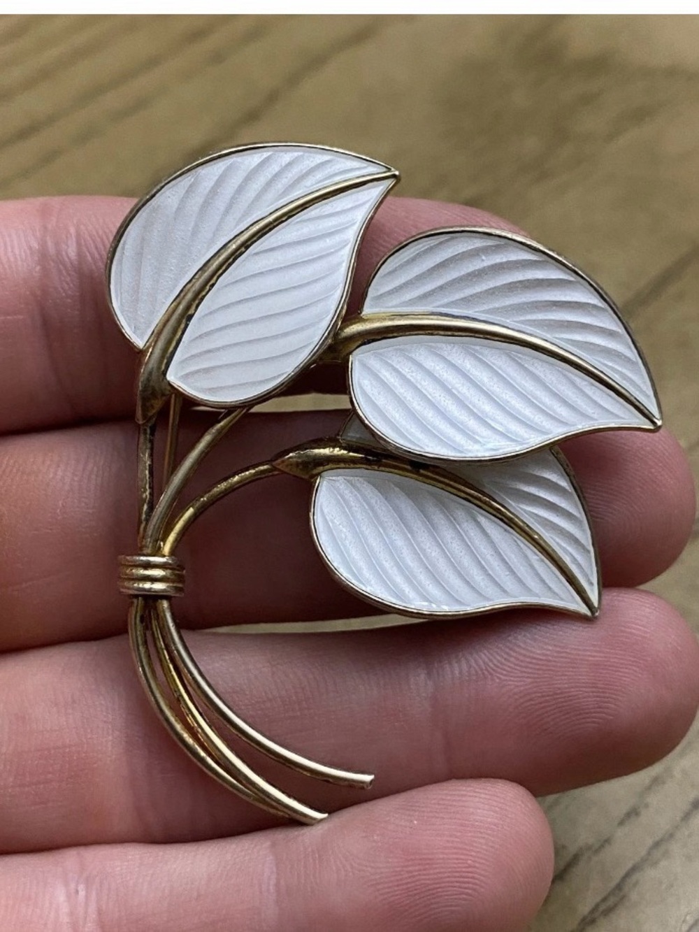 Guilloche enamel work sterling brooch